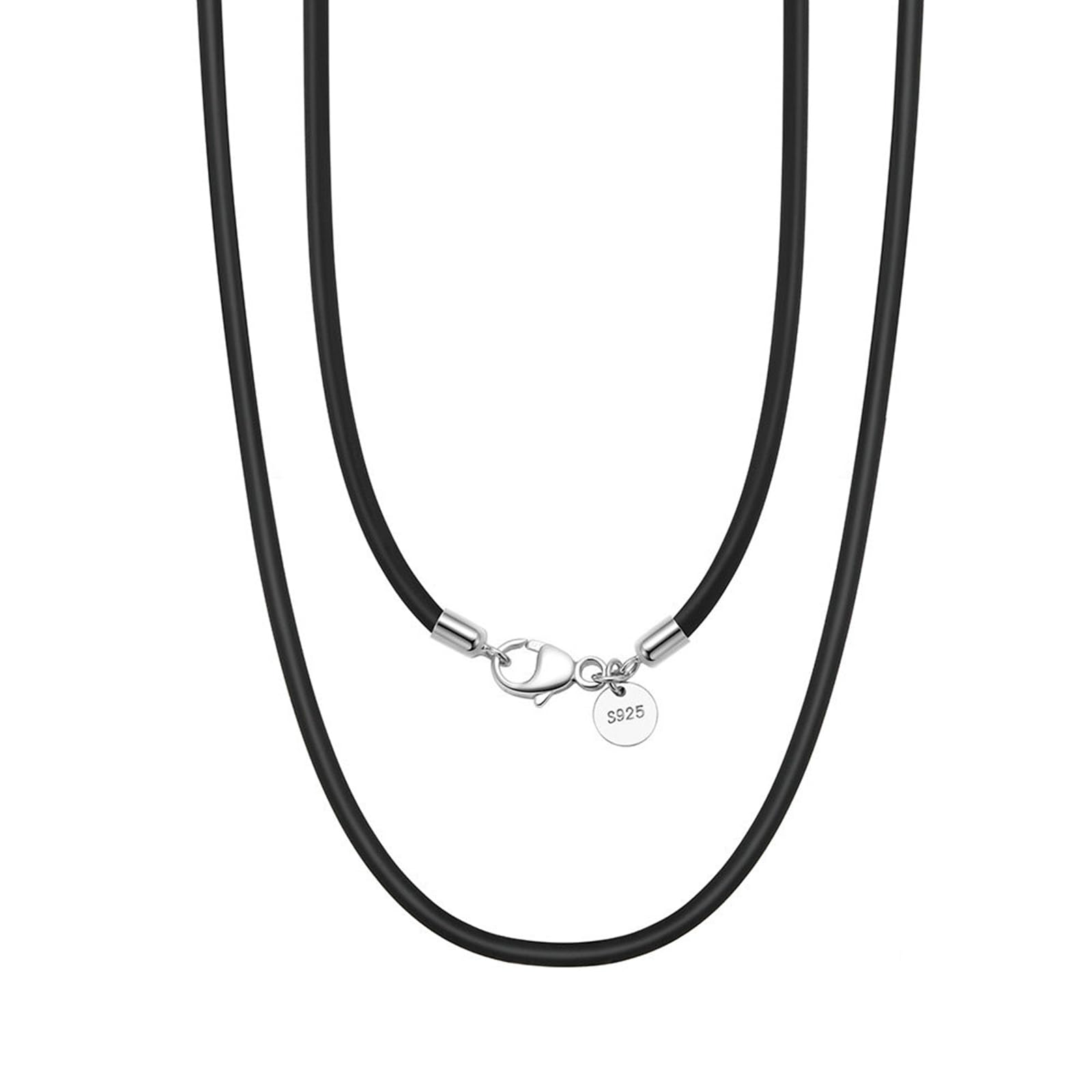 Collane Argento Donna Uomo 925, Catene Collana Catena Cordoncino In Pelle 3MM Larghezza Collana Compleanno San Valentino Natale Anniversario Festa Gioielli Regalo