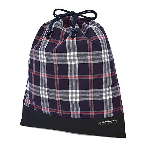 体操服袋 男の子 巾着袋 大 体操服入れ 小学生 お着替え袋 大きめ タータンチェック・ネイビー カラフルキャンディスタイル N3381000