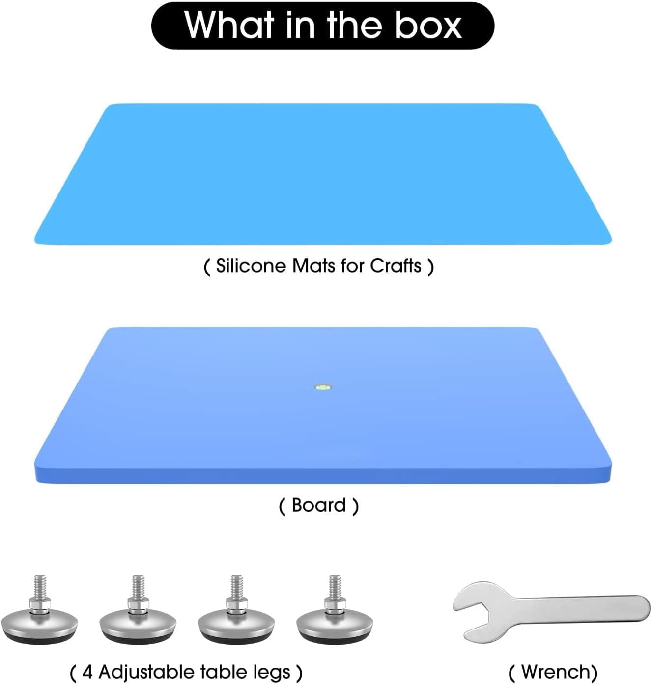 Leveling Board with Silicone Mat | Adjustable Self - Leveling Table for Art/Crafts/DIY | Large 15.75x11.81in Acrylic Pouring Area, Bubble Level