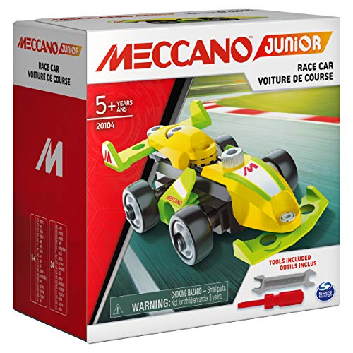 51K7Q9QquQL MECCANO - Mes PREMIÈRES CONSTRUCTIONS Junior - Voiture de Course, Moto, Hélicoptère ou Bulldozer - Jeu Construction avec 2 Outils - Modèle aléatoire - Jouet Enfant 5 Ans et +