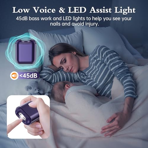 Coupe-ongles électrique 2 vitesses à éclairage LED avec ensemble manucure complet
