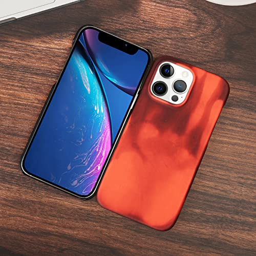 Losin Thermal Sensor Case Compatible With Iphone 14 Pro Max Case Color Changing Slim Ultra Thin Shockproof Cover Fluorescent Thermal Heat Induction Noctilucent Matte Case For Women And Men, Red #TOP1