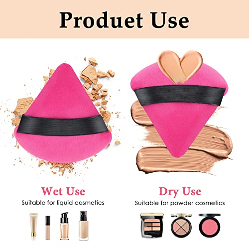 2 Pcs Powder Puff Triangle Makeup Puffs For Loose Setting Powder Face Body, Foundation Blender Velour Setting Powder Puff, Super Soft Eye Makeup Wedges Beauty Tools (Black Red) #TOP2