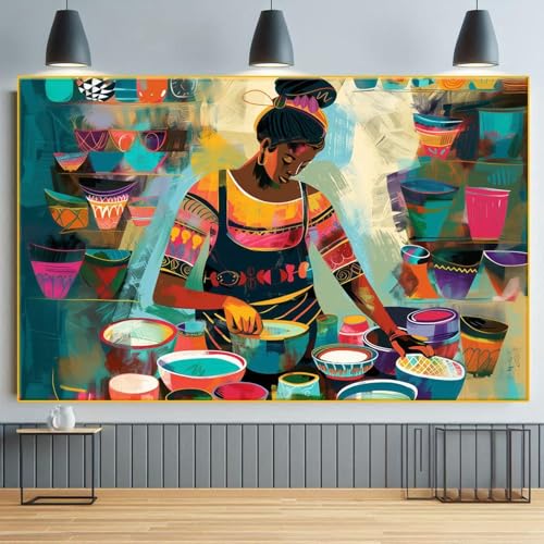 Peinture femme africaine hommage à la beauté noire art mural céramique et toile XINBAO