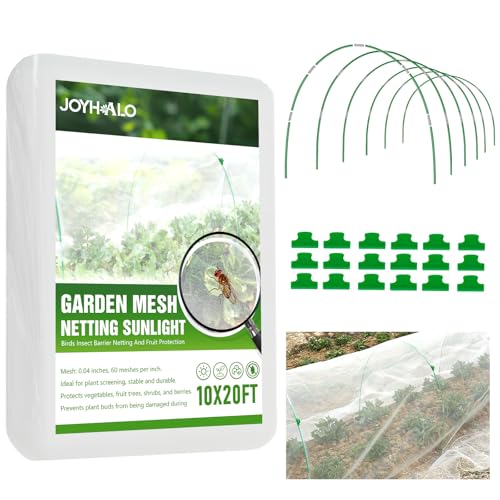 36 Pack Garden Hoops with 10x20 Ft Netting for Raised Beds 18 Clips