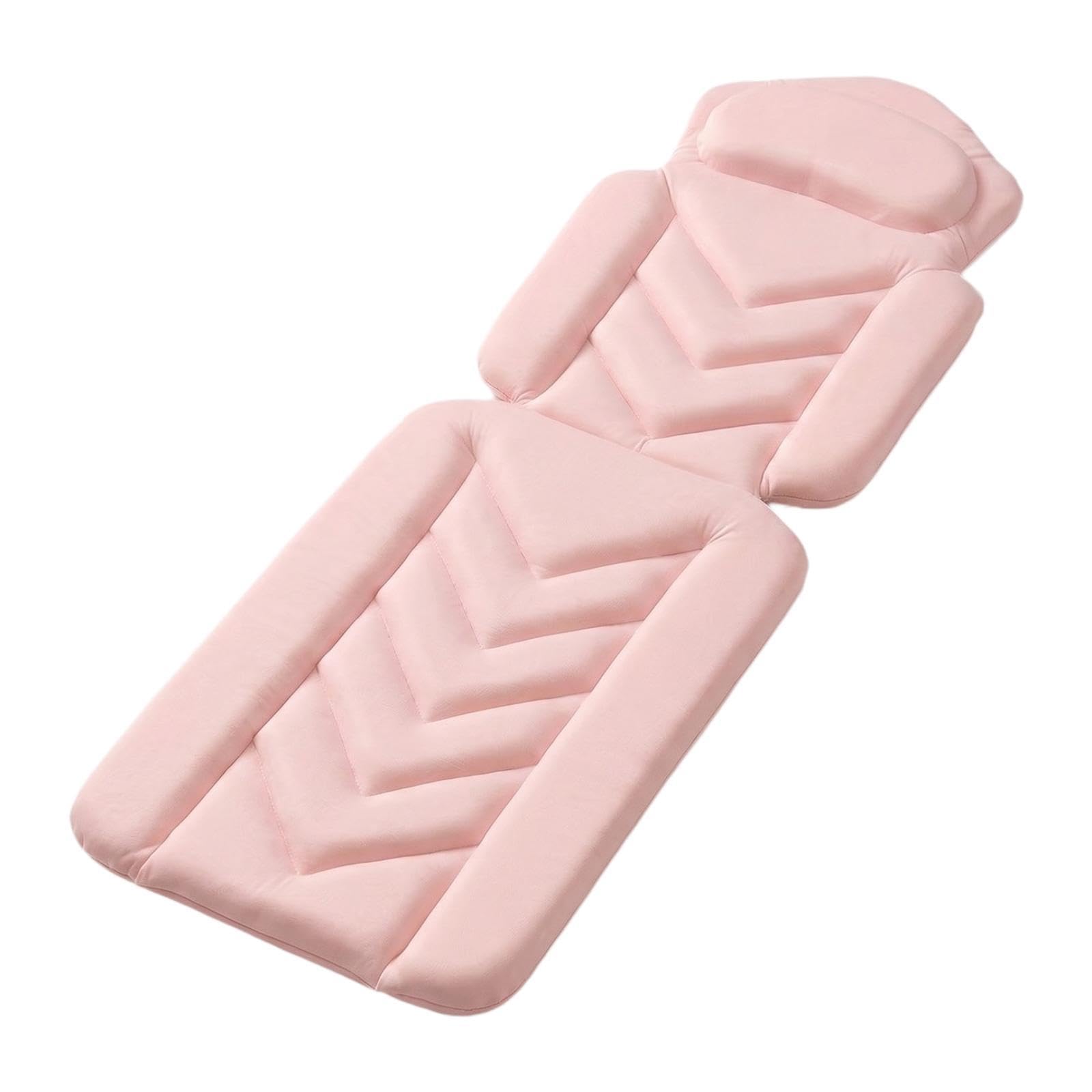 Tapis de Baignoire Antidérapant Adulte Coussin Intégré Respirante Polyester Ventouses Fixation Stable Lavable Confort Accessoires Baignoire, Rose