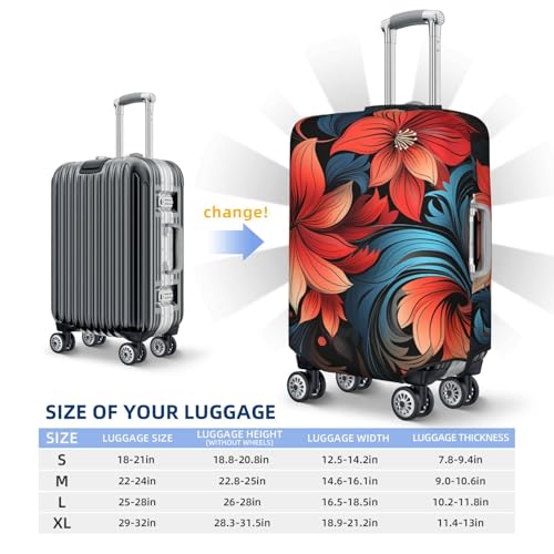 Luggage Cover Travel Suitcase Cover Elastic Suitcase Protector Cover Red floral pattern Luggages Protector Anti-Scratch Luggages Decorative Cover for Adult (18-32 inch)2