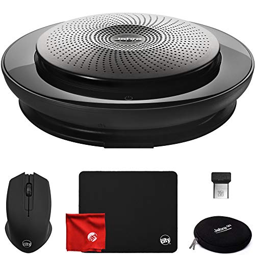 Jabra Speak 710 Wireless Portable USB and Bluetooth Speaker for Softphone and Mobile Phone (7710-809) Bundle with Circuit City 2.4GHz Wireless Optical Mouse, Thin Mouse Pad and Microfiber Cloth