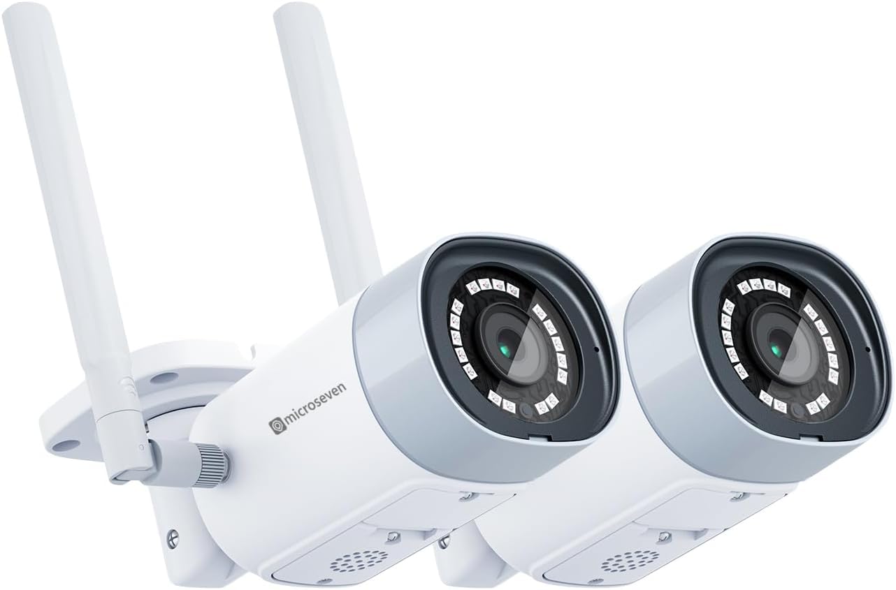 2 Microseven Open Source 4K/8MP UltraHD 3840x2160 Duo 2 WiFi 2.4/5 GHz Two-Way Talk,Built-in Amplified Mic&Speaker,256GB SD Slot,Outdoor IP Camera,Day&Night,Human Motion Detection,FTP,CMS,Broadcasting