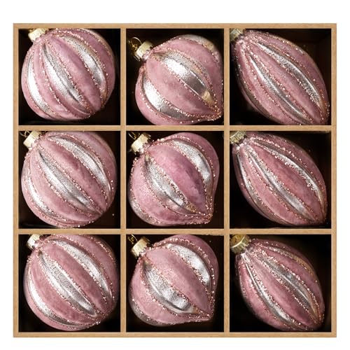 DN DECONATION Weihnachtskugeln Set, 9-teilig - Samtige...