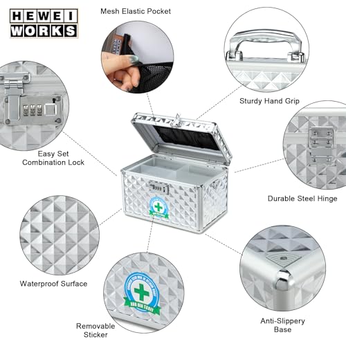 Caja de seguridad para medicamentos mediana con cuerpo de aluminio y codigo de seguridad multiusos 5