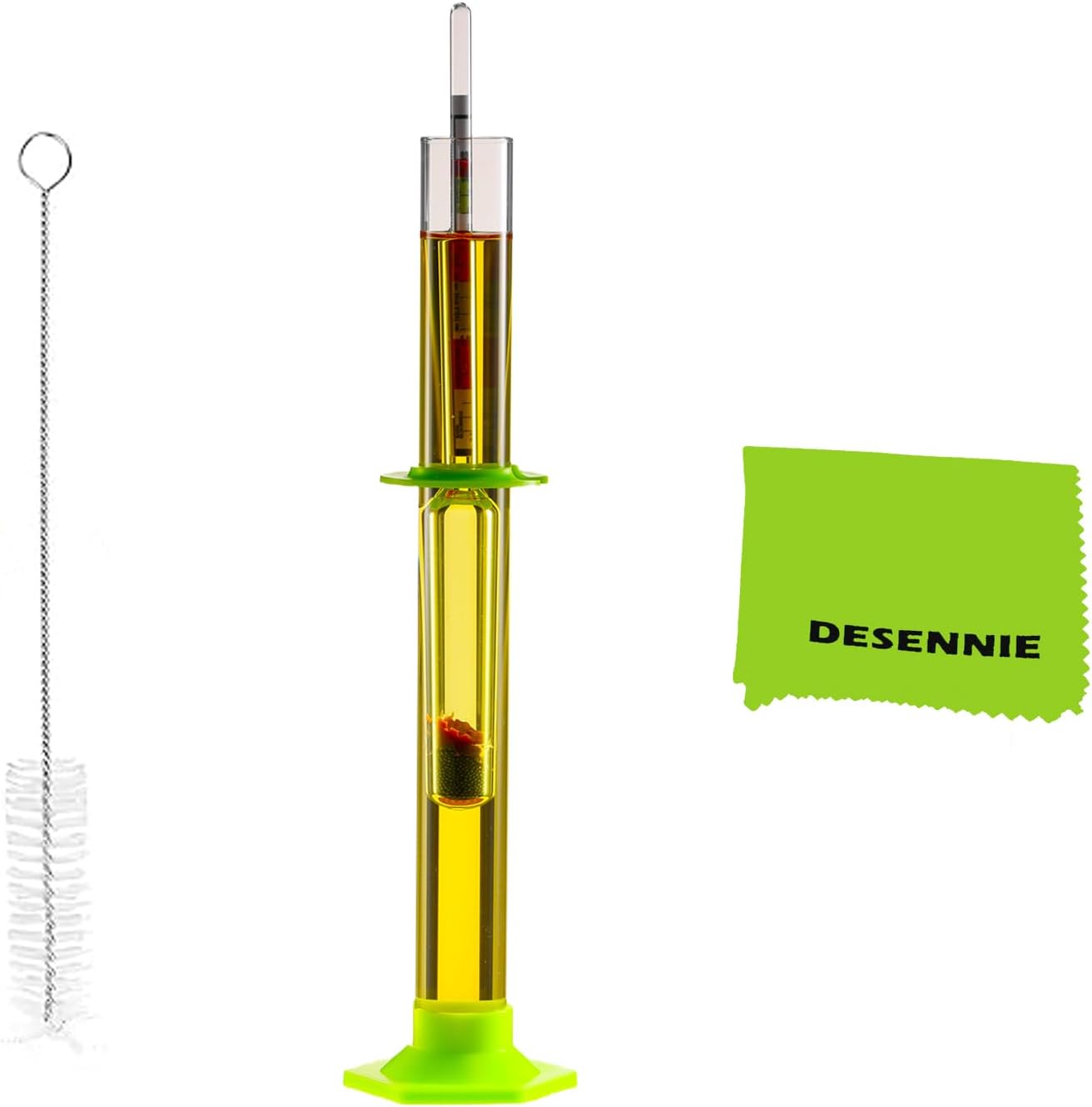 Triple Scale Hydrometer for Wine, Beer, Mead & Cider - ABV, Brix and Gravity Test Kit with Glass Test Jar Cleaning Brush Microfiber Cloth