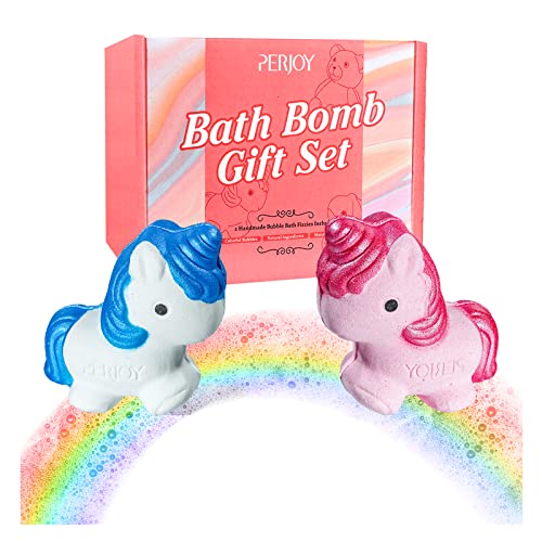 Perjoy Bath Bombs For Kids, 2 Handmade Bubble Bath Kids Bath Bombs, Birthday Gifts, Party Favors For Kids, Valentines Day Gifts For Kids, Christmas Gifts For Boys & Girls, Stocking Stuffers For Kids #TOP7