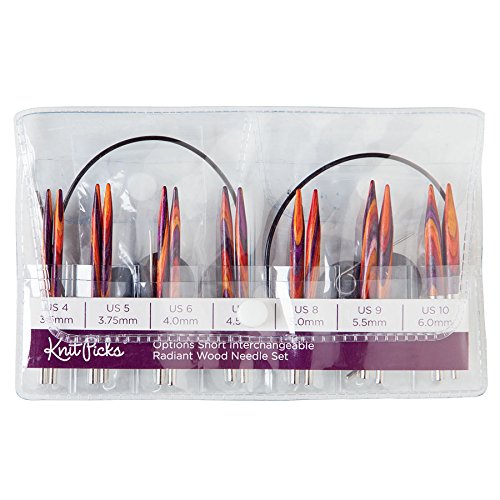 Image of Knit Picks Options 2-3 /4 inch Short Tip Interchangeable Wood Knitting Needle Set (Radiant)
