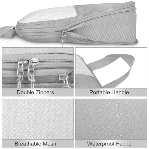 8 Set Compression Packing Cubes for Travel, Expandable Waterproof Travel Organizer, Lightweight Luggage Organizer with Shoes & Laundry Bags, Travel Accessories for Men Women - Image 6