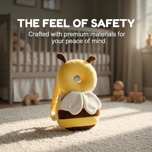Image of Baby Head Protector Backpack - Soft & Lightweight Head Protection Pad for Bebe Walking and Crawling(Bee)