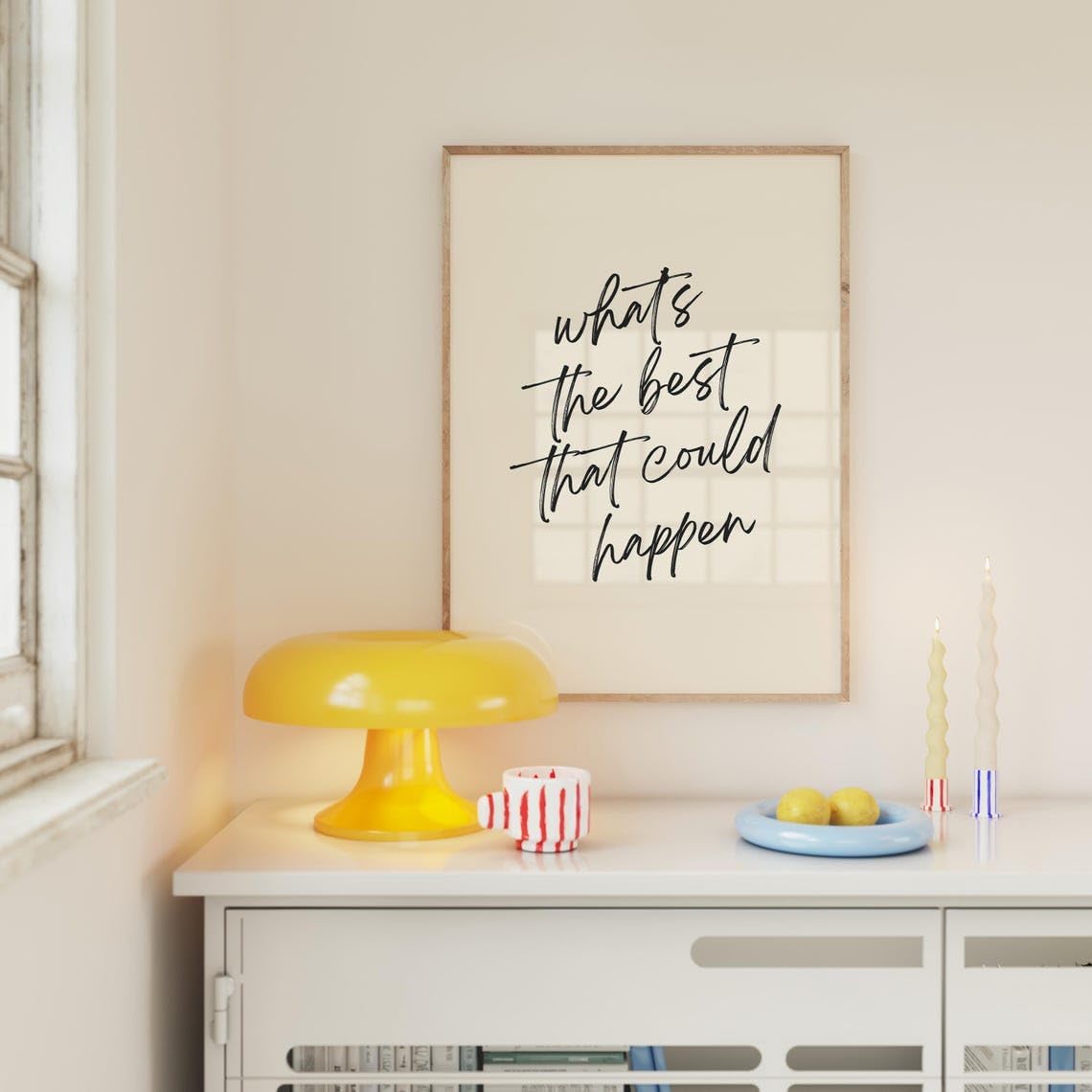 NATVVA Wall Decor What's The Best That Could Happen Canvas Art Prints Painting Inspirational Quote Picture Artwork Home Above Bed Bedroom Decoration No Frame