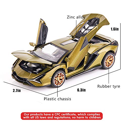 Bdtctk Sian Fkp37 Car Model Toy 1:32 Child Sound And Light Pull Back Car Zinc Alloy Casting Toys For Kids Boy Girl Gift (Army Green) #TOP1