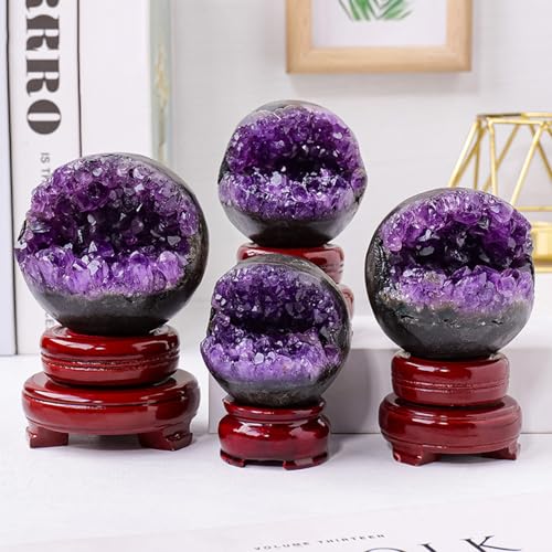 Améthyste geode crystal ball avec socle quartz sphere 60-65mm