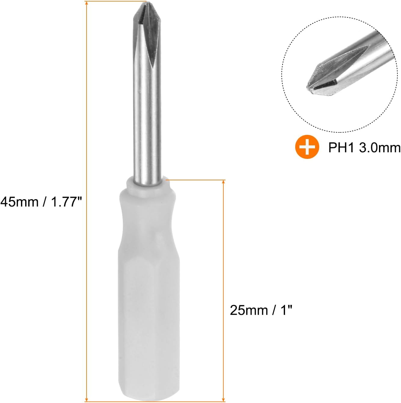HARFINGTON 2Pcs PH1 Mini Phillips Screwdriver 3mm Magnetic Cross Head 45mm Length for Small Appliances Repairs, White