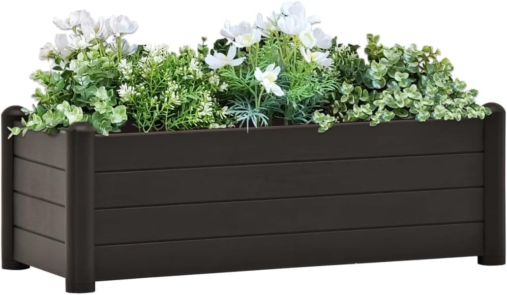 Garden Raised Bed PP Mocha,Garden Boxes Outdoor,Raised Garden Beds,Plants Planters,Gardening Planter,Patio Raised Beds,for Use on Porches,Decks,patios,Balconies,16.9"x16.9"x13.8"