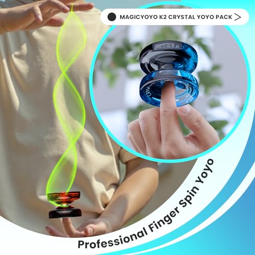 Image of MAGICYOYO K2 Responsive Yoyos for Kids 8-12 (Black Orange+Black Blue) | Dual Function Professional Yoyo Pack with Finger Spin Function, Pro Yo yo with Bearing Kit, 12 Yo-yo Strings+2 Sacks