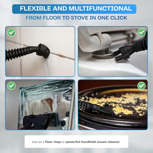 POWELL Powell Dampfreiniger & Handdampfreiniger 12-in-1 – 1300W Elektrischer Bodenwischer & Steam Cleaner – Chemiefreie Tiefenreinigung für Hartböden, Teppich, Fliesen & Fenster – Inkl. Zubehör - Produktansicht 3 | Bodendampfreiniger