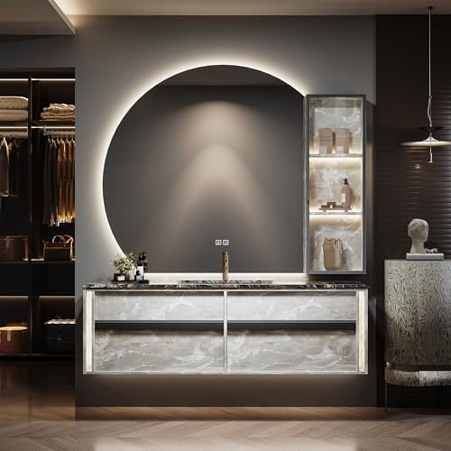 GruiGevi Bathroom Vanity with Single/Double Basin, Floating Bathroom Vanity with
