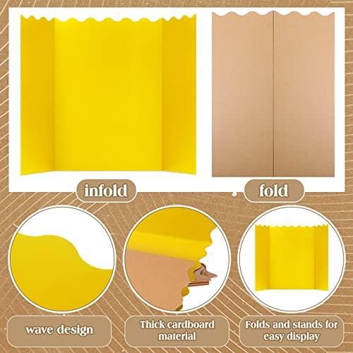 10 Set Trifold Poster Board Kit Large Fold Display Presentation Board With10 Sheets Letter Decal 3 Rolls Of Double Sided Adhesive Tape Display Board For School Class Meeting (Yellow, 16 X 24 Inch) #TOP2