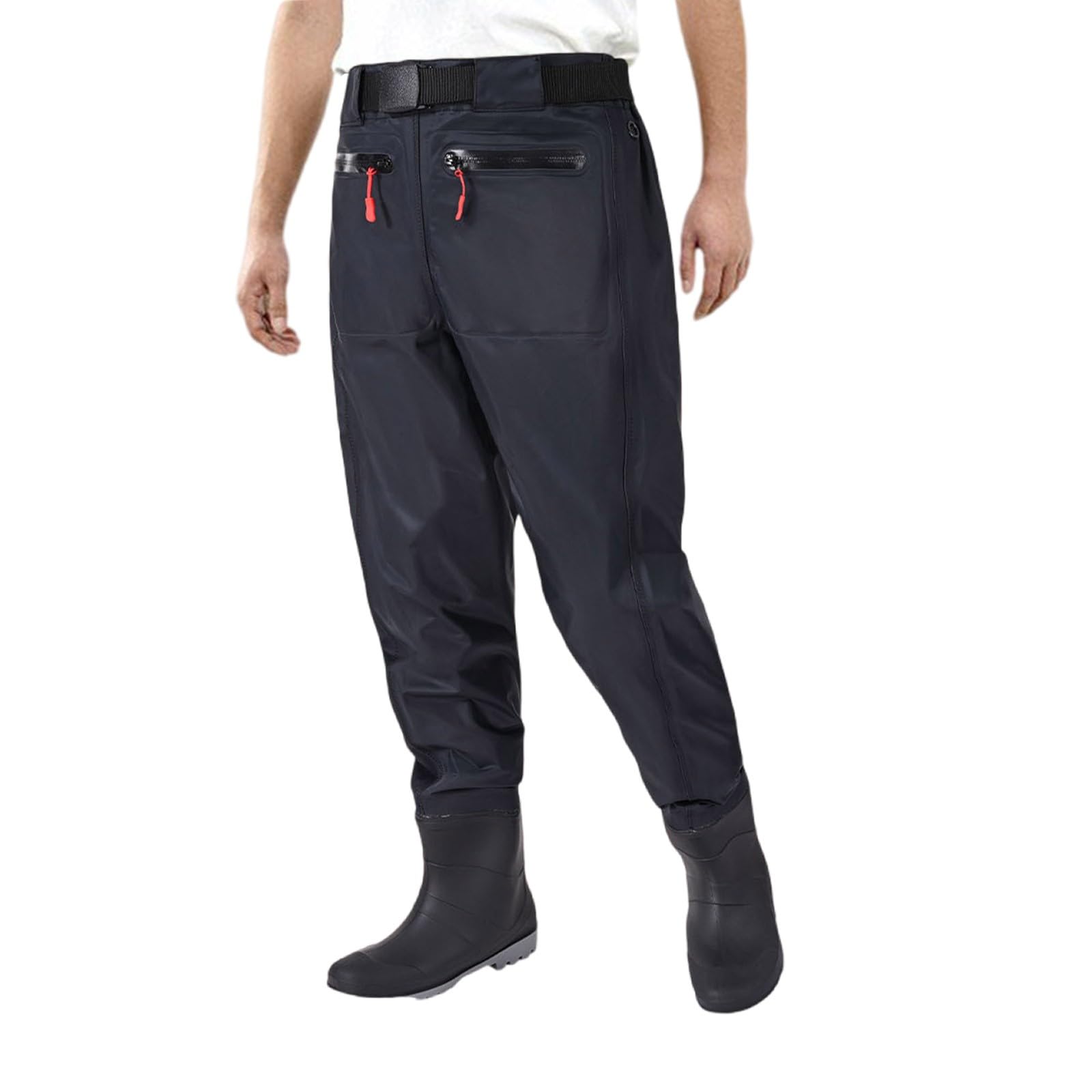Generisch Unisex-Regenhose wasserdichte Hose Nylon-Regenhose mit Reißverschluss Hüftlange Hose für Gezeitenbecken Hüftlange Hose zum Angeln im Bach Einteiliger wasserdichter Anzug Angelbekleidung