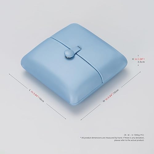 Vista 5 de Joyero de cuero PU pulserabrazalete caso terciopelo interior joyería caja de regalo pulserabrazalete estuche de almacenamiento (azul claro)