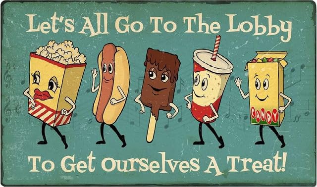 Geroclonup Nostalgic Film Movie Cinema Theater Snack Bar Tin Sign Unique Game Room Metal Sign Outdoor Indoor Wall Decor（20x30 cm）