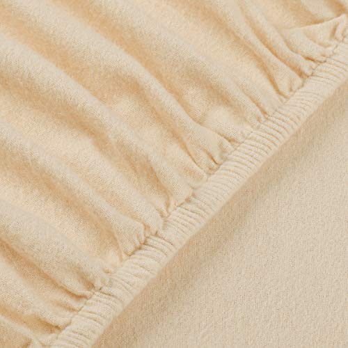 Mellanni 100% Cotton Flannel Twin Size Sheets - Ultra Warm For Cold Weather - Beige Sheets Twin Size - Pill, Wrinkle & Shrink Resistant - Fitted Sheet, Flat Sheet & 1 Pillowcase (Twin, Beige) #TOP4