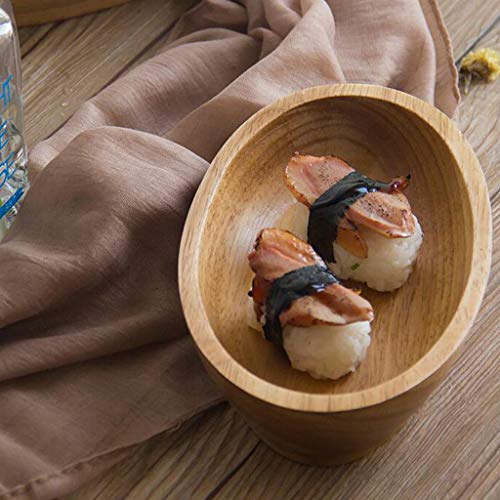 Image of FABLOFT Wooden Salad Serving Bowl Fruit Snacks Cake Dessert Ice Cream Angled Bowl L