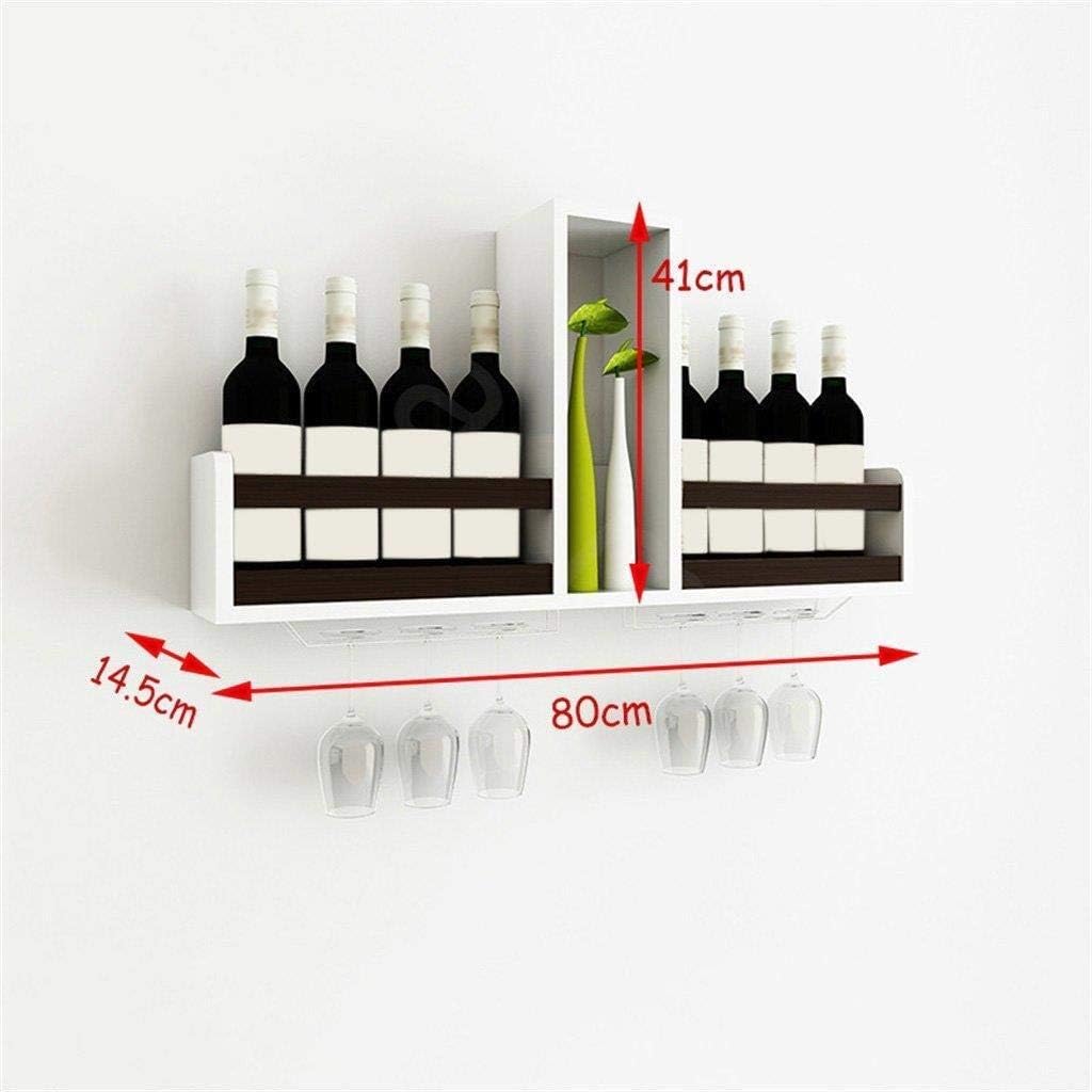 Wine Racks Free Standing Wooden Wall-Mounted Cabinet, Vintage Champagne Bottle Storage Shelf, Holds 8 Wine Bottles and 6 Glasses, L80xD14.5xH41cm (Color : Brown)