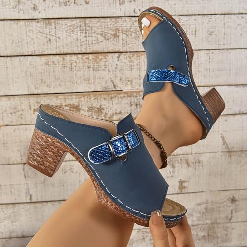 Chunky Heel Sandals for Women 2025 Dressy Open Toe Summer Comfortable Platform Wedge Sandals Boho Slip On Slippers Walking Shoes3