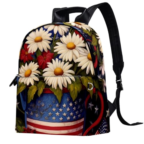 Sac à dos de voyage pour homme et femme motif drapeau américain 14.5x12.5x5.9 pouces