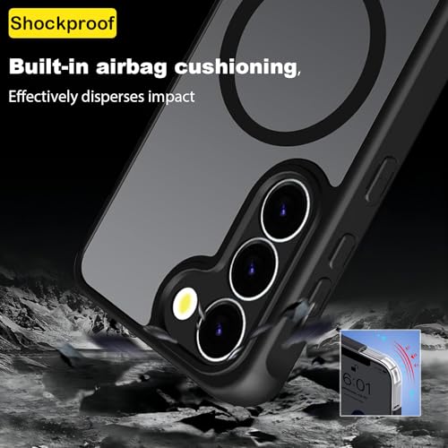 Image of USTIYA Magnetic Case for Samsung Galaxy S23 Plus S23+ Case Matte Acrylic Heavy Duty Camera Protector Cover Case Cell Phone Accessories with Strap Lanyard Black FGCX