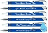 ExpressDesigns™ - Blue Ink Personalized Pens Rubberized - The Cameron - Custom Printed Name Pens - Imprinted with Logo or Message - Includes Personalization - 6 Pack (Blue) -  Express Pencils