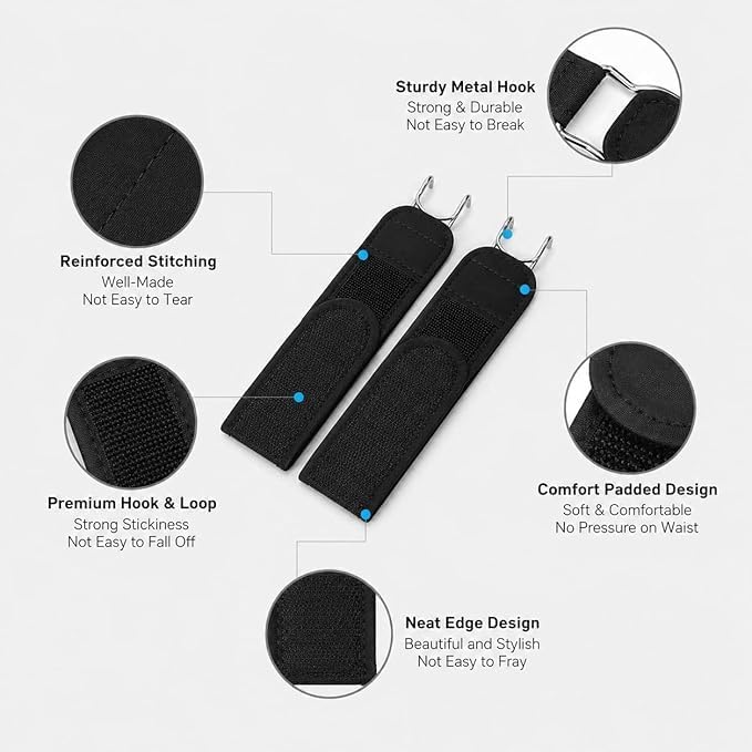 Image of SUUKSESS Buckleless Elastic Belt for Men & Women, Adjustable Stretch Waist Belt with Metal Hook, Invisible No Buckle Belt for Jeans, Trousers & Pants, Comfortable Everyday Wear
