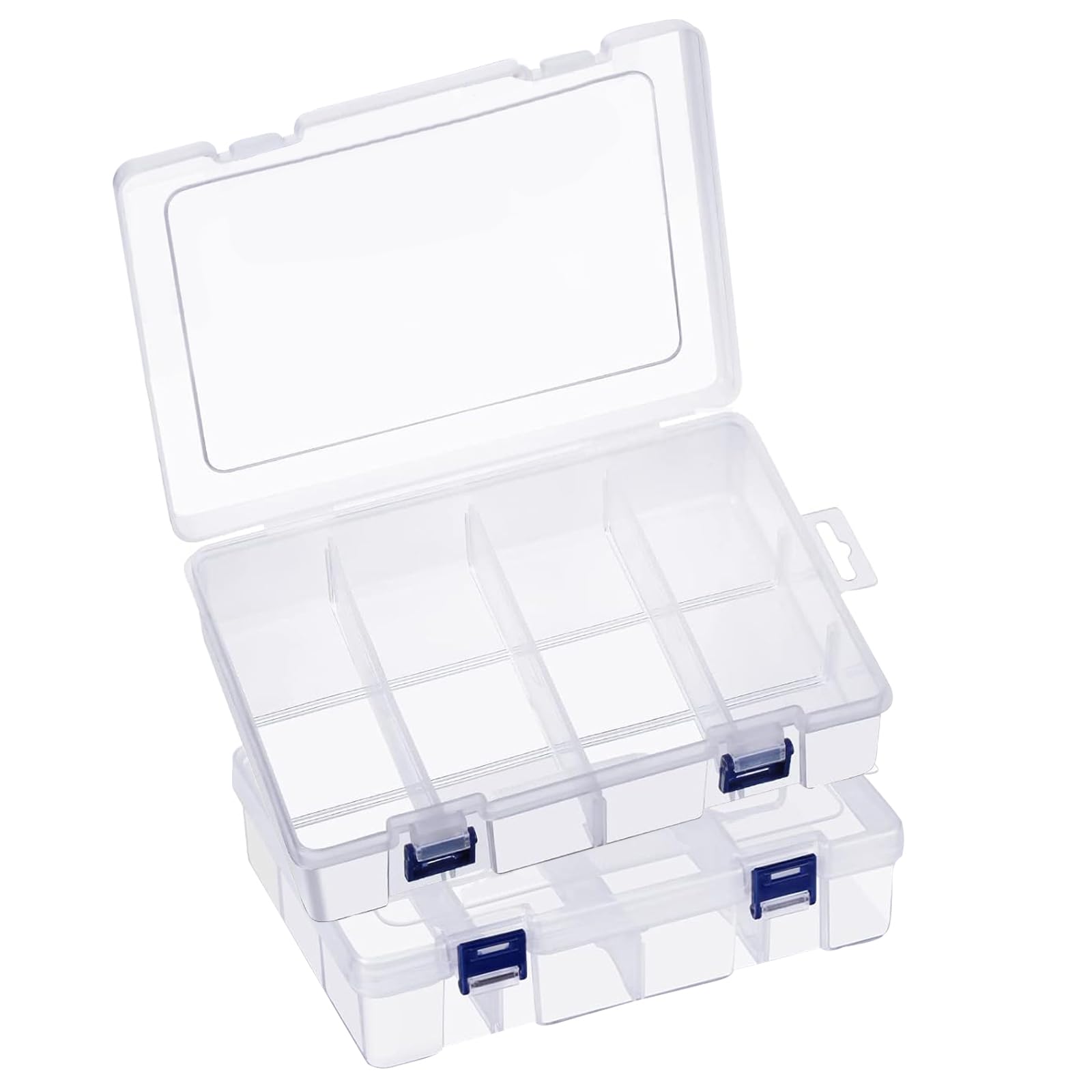 Oonoywoo 2 Pcs Bead Storage Box, 8 Grids Bead Storage Box With Compartments,Plastic Transparent Organiser Boxes For Beads/Jewellery/Arts/Crafts