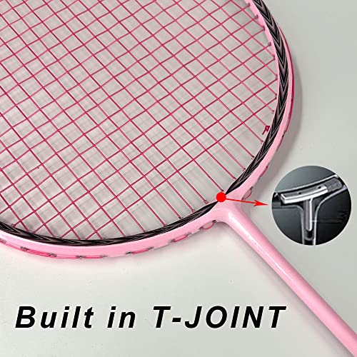 Senston N90 Badminton Racket Single High-Grade Badminton Racquet Carbon Fiber Badminton Racket Pink With Racket Cover #TOP3