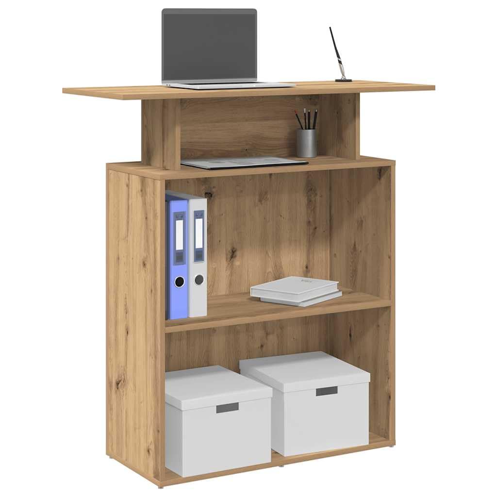 Empfangstresen, handgefertigtes Eichenholz, 100 x 40 x 104 cm, mit Ablagefläche, vielseitig einsetzbar für Büro, Hotellobby, Klinik, robust und platzsparend