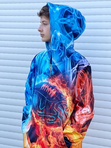 Idgreatim 6-14T Boys Zip Up Hoodies Kids 3D Graphic Hoody Sweatshirt Zipper Pullover with Pockets