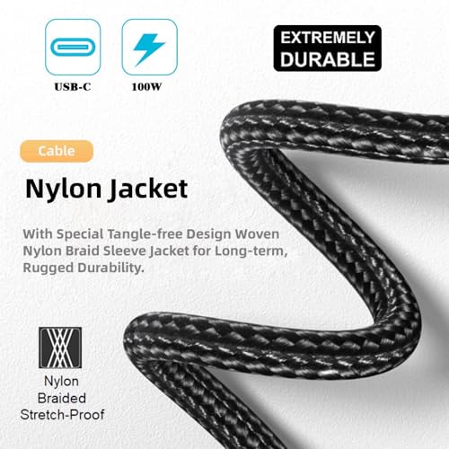 Image of CY Cable USB-C USB 3.1 Type C Male to Male Opposite U Shape Back Angled Extension Data Cord 10Gbps 100W with Sleeve 100cm