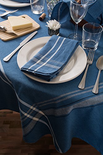 DII French Stripe Tabletop Collection Farmhouse Style Dining Table Linen Tablecloth, 60x120, Blue Chambray - Image 4