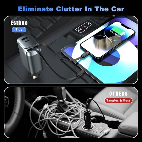 Chargeur de voiture 4 en 1 rétractable haute performance 84W allume-cigare