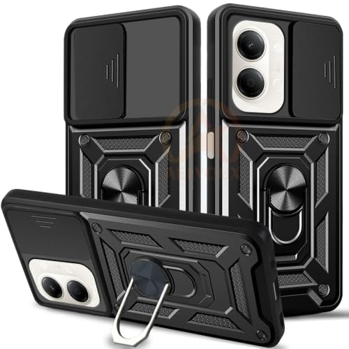 Image of Armor Bumper Back Cover Case for iQOO Z11 Lite 44W 5G Rotating Camera Cover, Ring Holder & Kickstand | Heavy Duty & 360 Degree Protection Back Cover for iQOO Z11 Lite 44W 5G (Black)