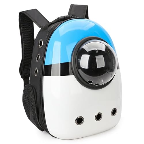 ペットキャリーバッグ 宇宙船カプセル型 ペット リュック 犬猫兼用 ネコ ニャンコ 犬 バッグ ペットキャリー ペットリュック 猫バッグ 猫キャリーバック (ホワイトブルー, 23長さ x 30幅 x 43高さ cm)