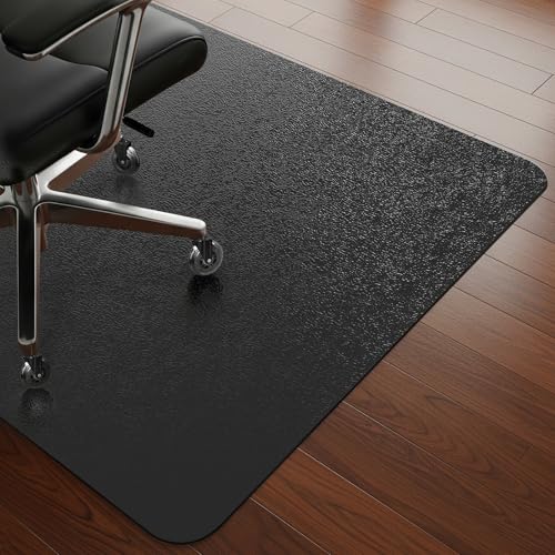 COSYLAND Protector de Suelo para Silla con Ruedas – Alfombra con Textura Antiarrayado 90 x 120 cm, Tapete de PVC para Silla de Oficina, Parquet, Escritorio o Gaming, Negro